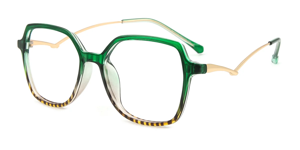 Green Irregular Simple Retro Unique Super Light Eyeglasses | WhereLight