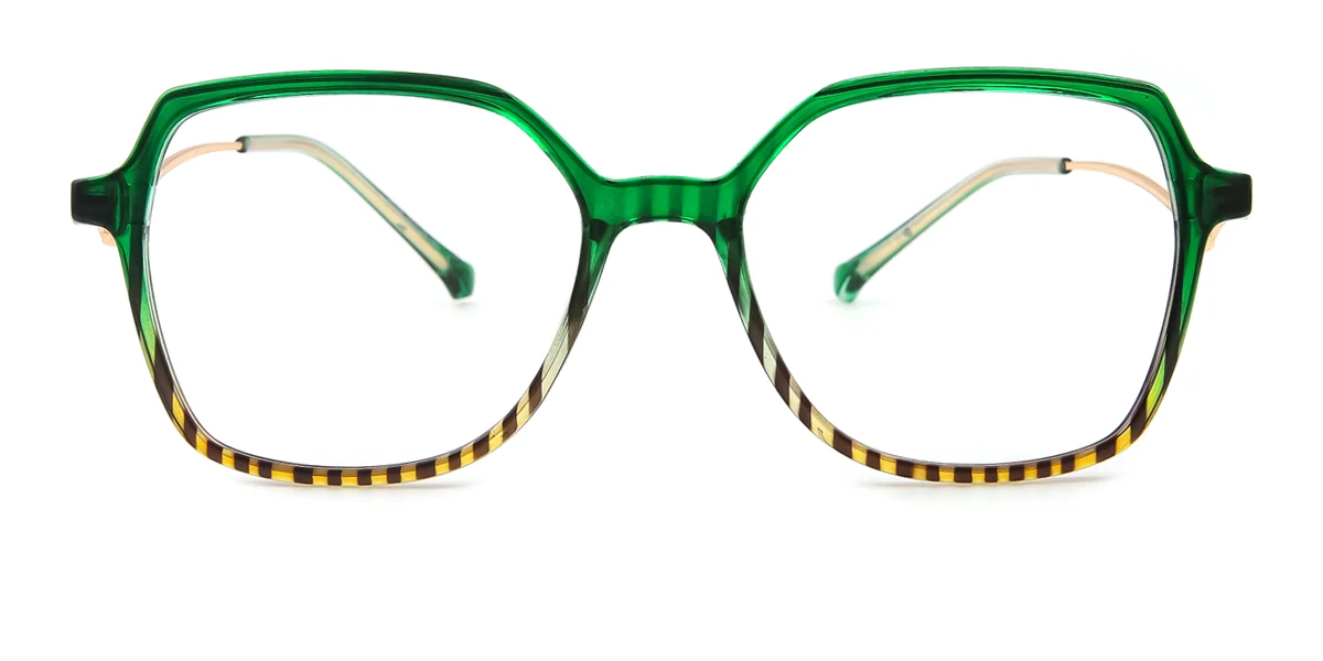 Green Irregular Simple Retro Unique Super Light Eyeglasses | WhereLight