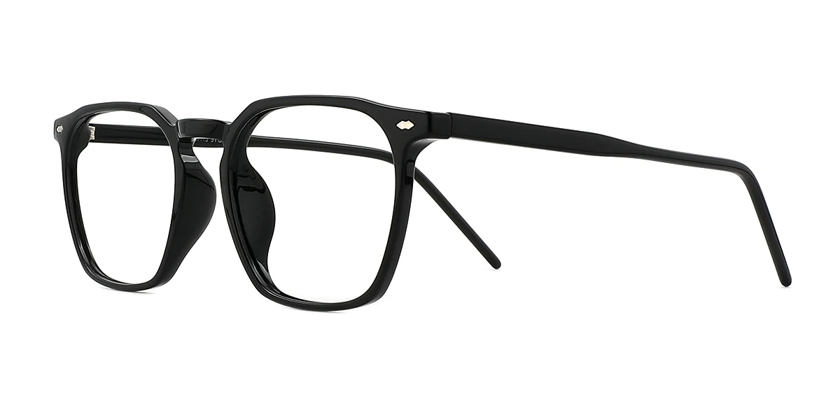 Black Rectangle Simple Classic  Eyeglasses | WhereLight