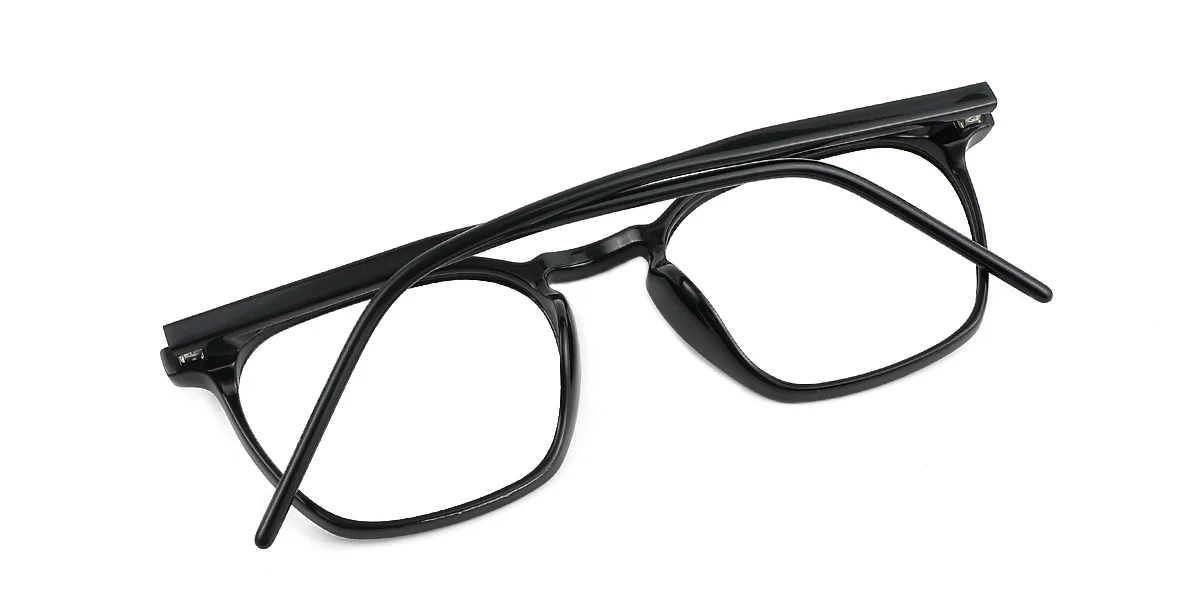 Black Rectangle Simple Classic  Eyeglasses | WhereLight