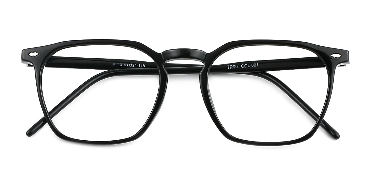 Black Rectangle Simple Classic  Eyeglasses | WhereLight