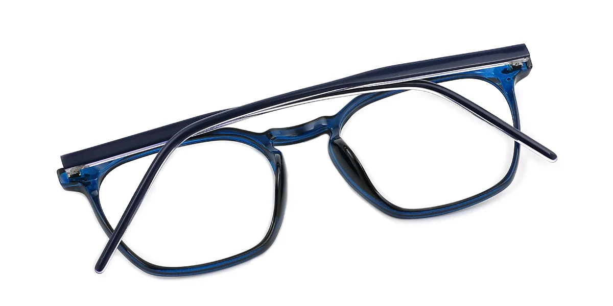Blue Rectangle Simple Classic  Eyeglasses | WhereLight