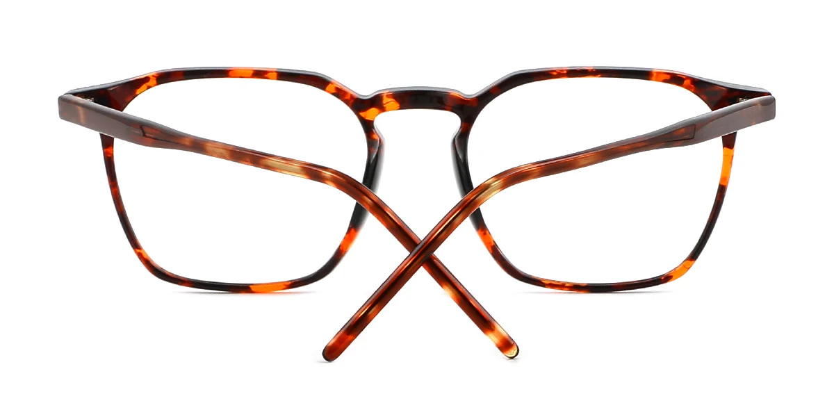 Tortoiseshell Rectangle Simple Classic  Eyeglasses | WhereLight