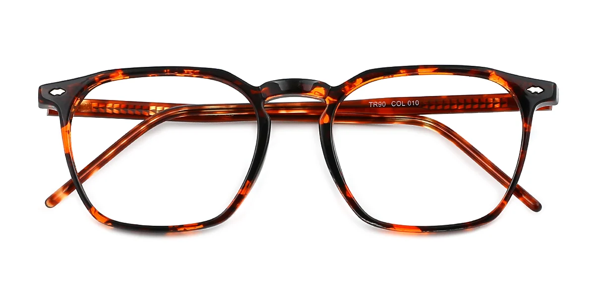 Tortoiseshell Rectangle Simple Classic  Eyeglasses | WhereLight