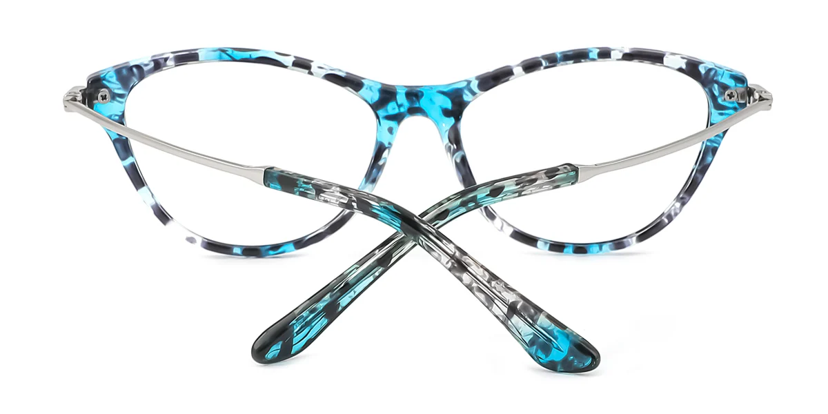 Blue Cateye Oval Retro Unique Spring Hinges Super Light Custom Engraving Eyeglasses | WhereLight