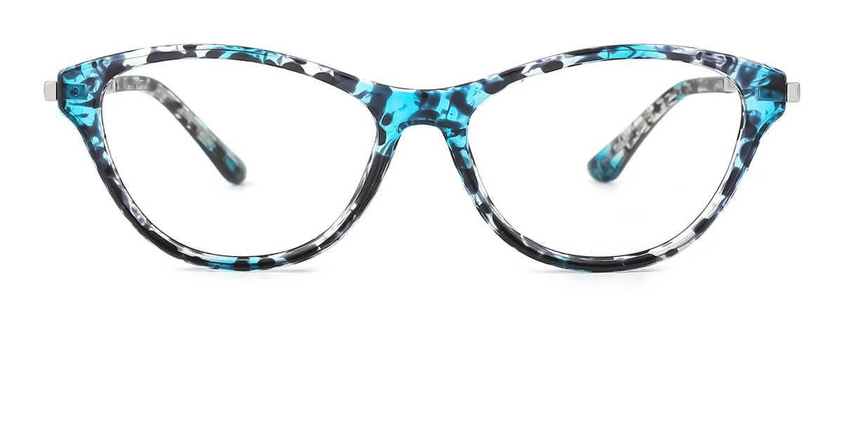 Blue Cateye Oval Retro Unique Spring Hinges Super Light Custom Engraving Eyeglasses | WhereLight