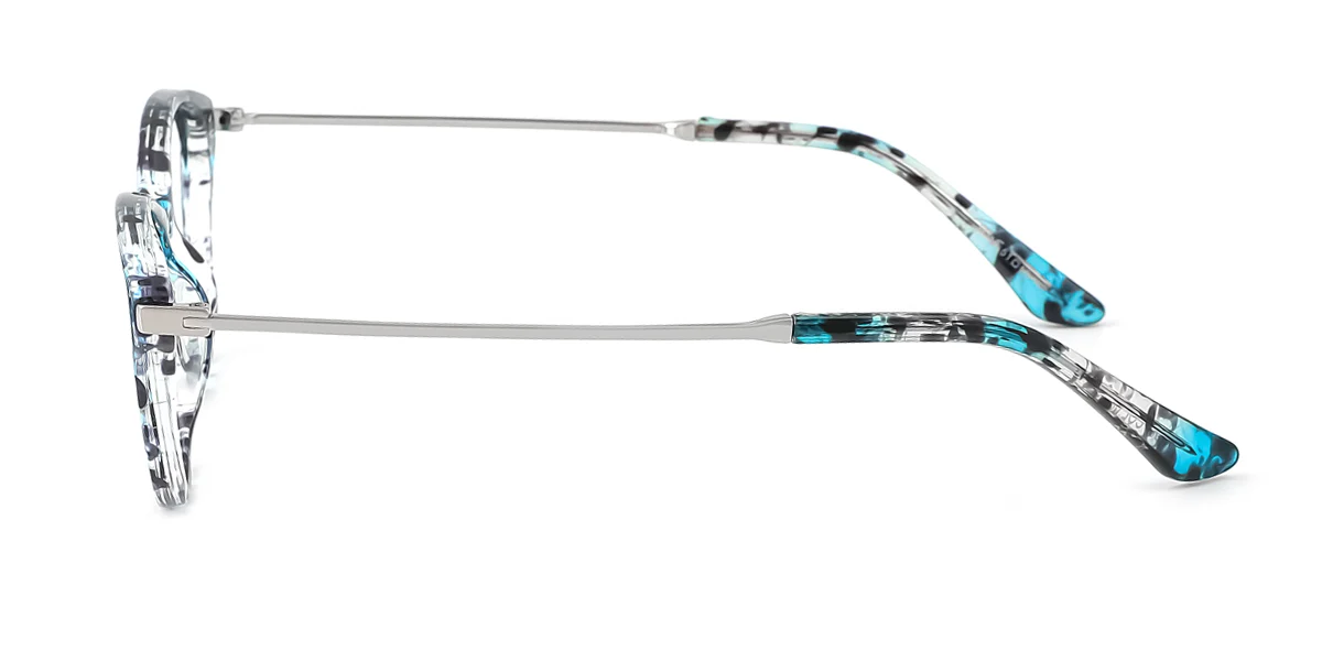 Blue Cateye Oval Retro Unique Spring Hinges Super Light Custom Engraving Eyeglasses | WhereLight