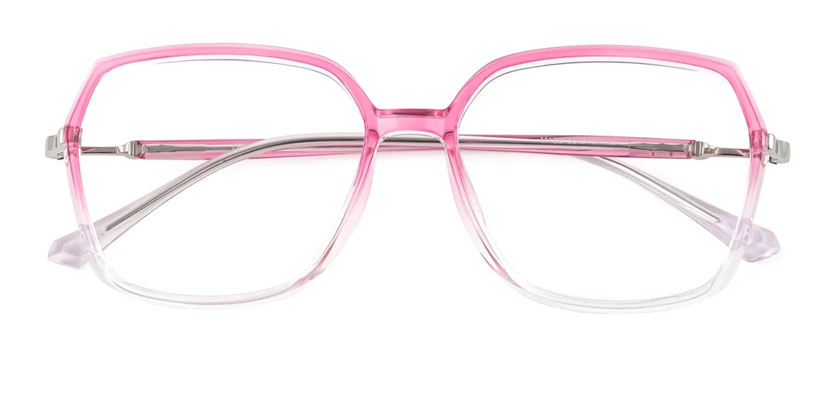 Pink Rectangle Geometric Irregular Simple Retro Unique  Eyeglasses | WhereLight