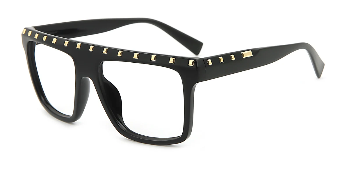 Black Rectangle Aviator Classic Retro Custom Engraving Eyeglasses | WhereLight