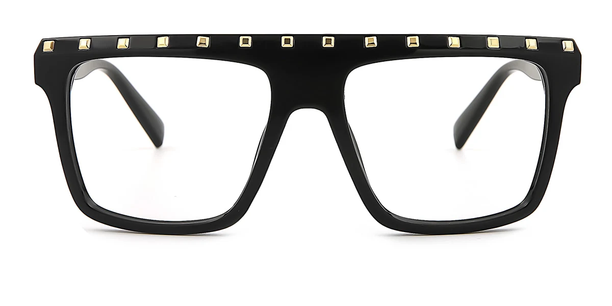 Black Rectangle Aviator Classic Retro Custom Engraving Eyeglasses | WhereLight