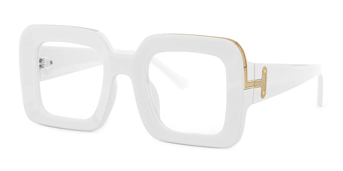 White Rectangle Gorgeous Custom Engraving Eyeglasses | WhereLight