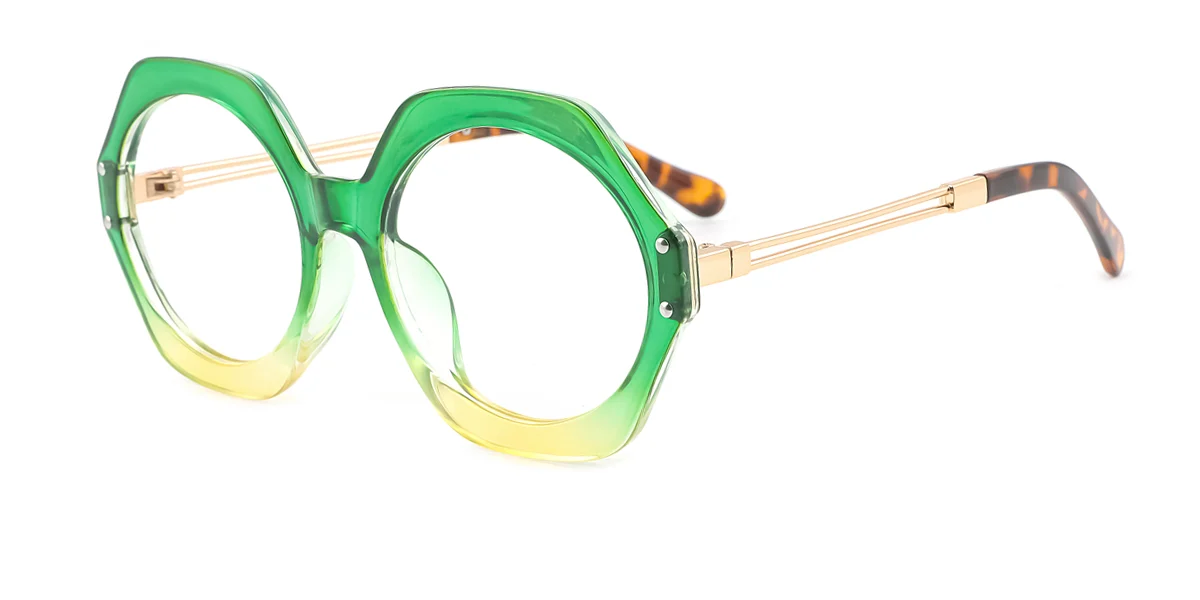 Green Oval Geometric Irregular Retro Unique Gorgeous  Eyeglasses | WhereLight