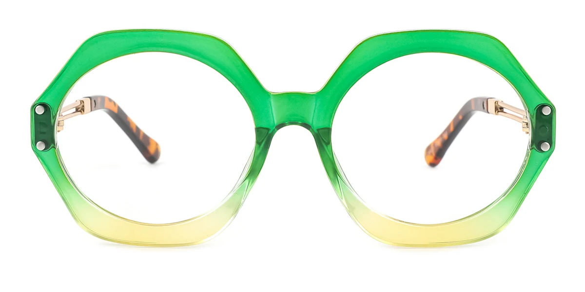 Green Oval Geometric Irregular Retro Unique Gorgeous  Eyeglasses | WhereLight