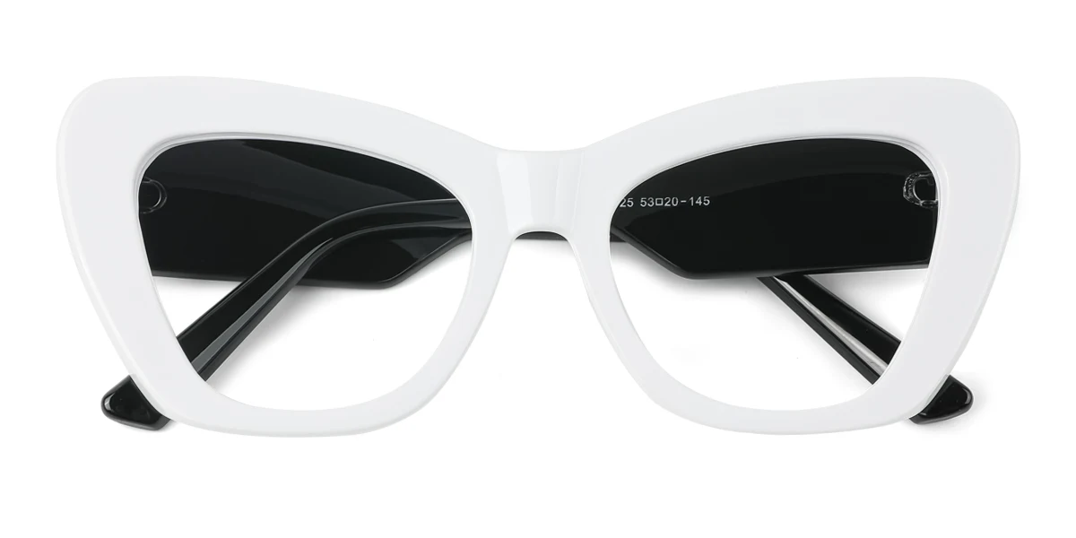 White Cateye Unique Gorgeous Custom Engraving Eyeglasses | WhereLight