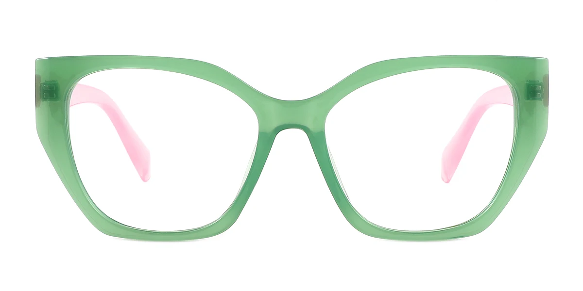 Green Irregular Simple Classic Custom Engraving Eyeglasses | WhereLight