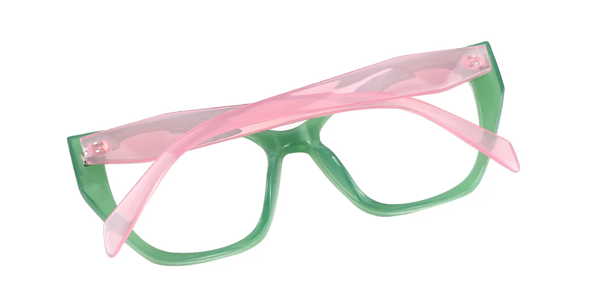 Green Irregular Simple Classic Custom Engraving Eyeglasses | WhereLight
