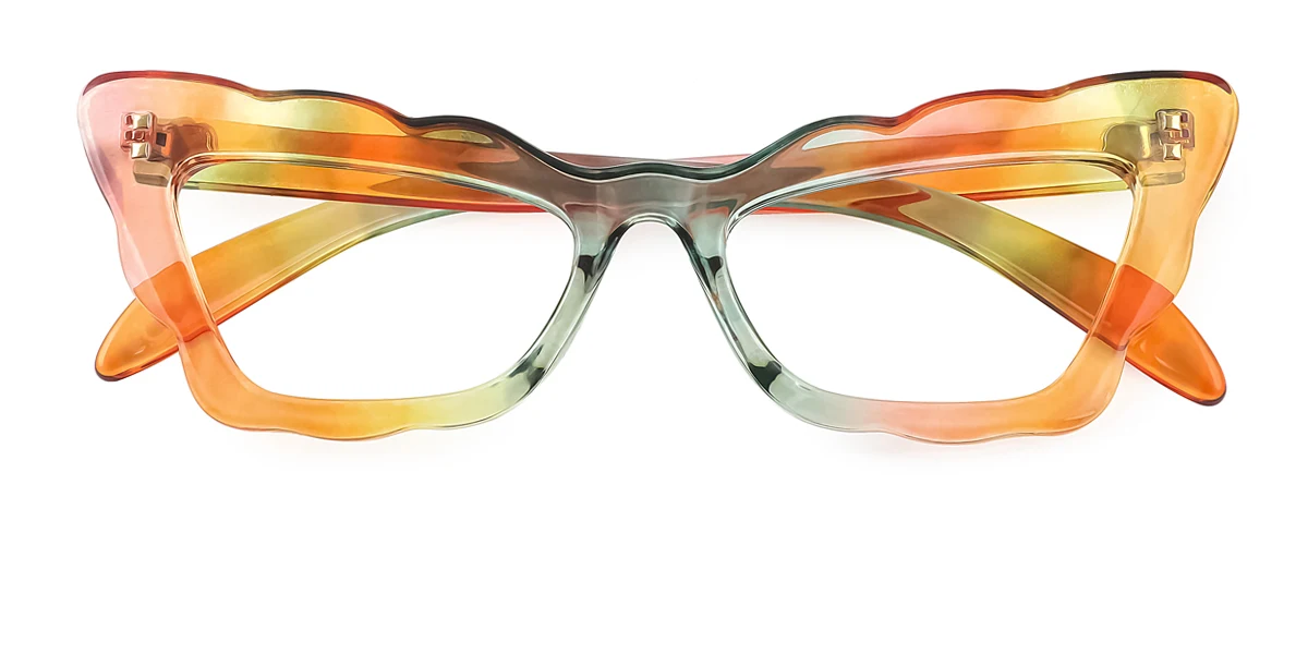 Multicolor Cateye Rectangle Irregular Unique Gorgeous Custom Engraving Eyeglasses | WhereLight
