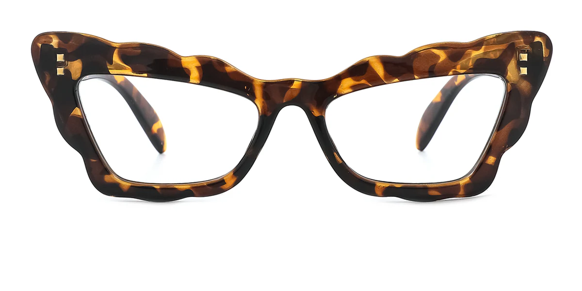 Tortoiseshell Cateye Rectangle Irregular Unique Gorgeous Custom Engraving Eyeglasses | WhereLight