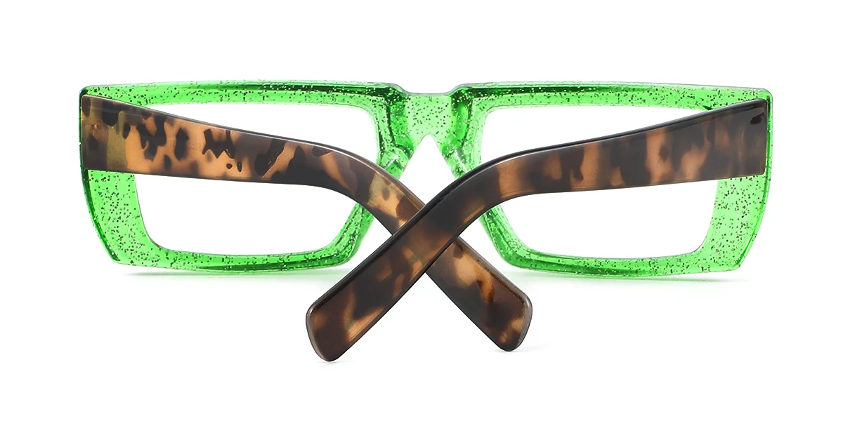 Green Rectangle Retro Custom Engraving Eyeglasses | WhereLight