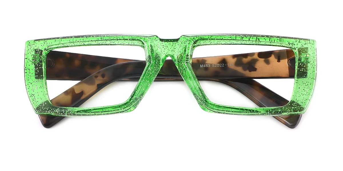Green Rectangle Retro Custom Engraving Eyeglasses | WhereLight