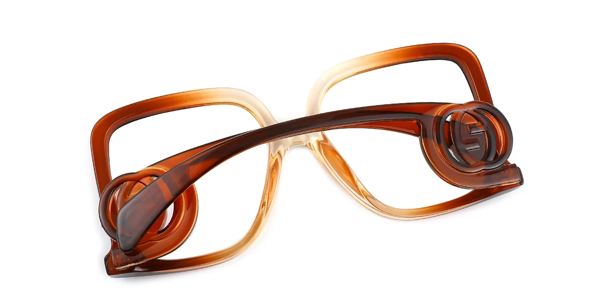 Brown Rectangle Simple Custom Engraving Eyeglasses | WhereLight