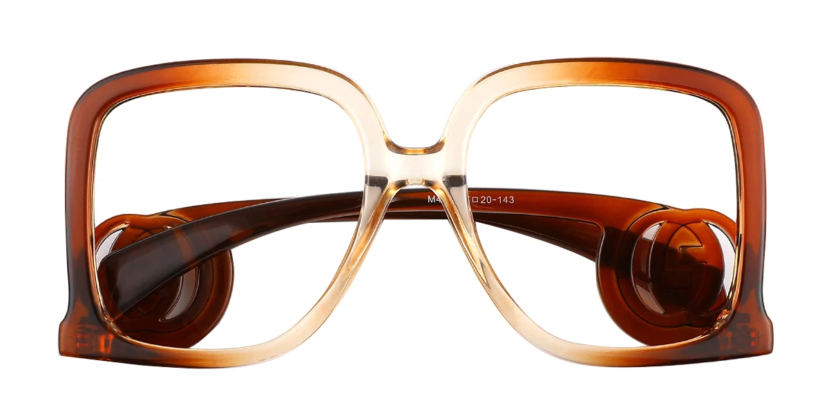 Brown Rectangle Simple Custom Engraving Eyeglasses | WhereLight