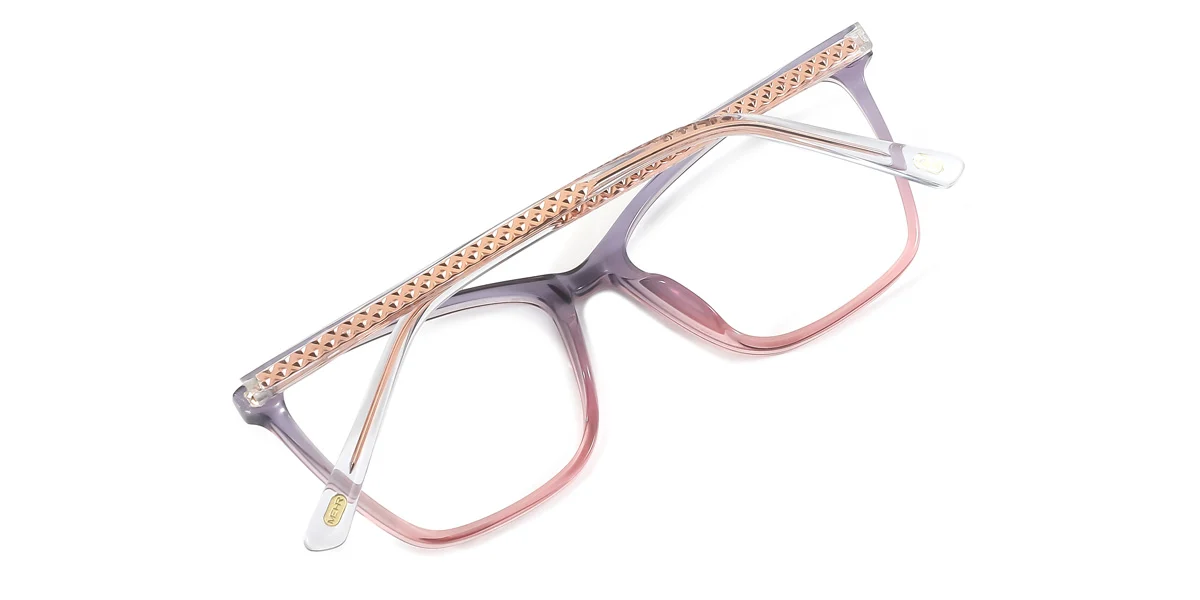 Purple Rectangle Simple Spring Hinges Eyeglasses | WhereLight