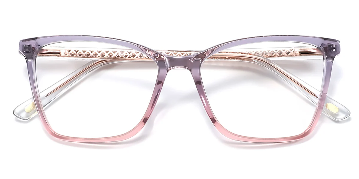 Purple Rectangle Simple Spring Hinges Eyeglasses | WhereLight