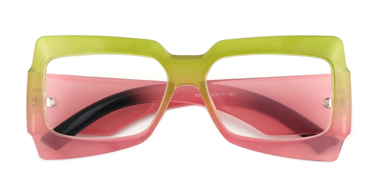 Pink Rectangle Simple Custom Engraving Eyeglasses | WhereLight