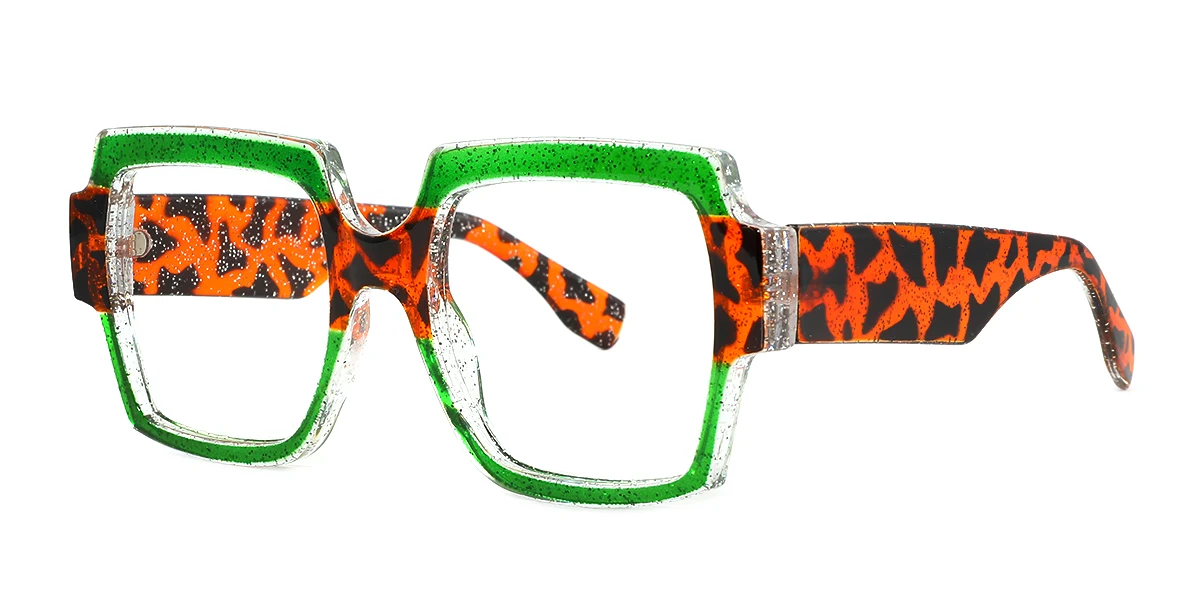 Green Irregular Simple Retro Custom Engraving Eyeglasses | WhereLight
