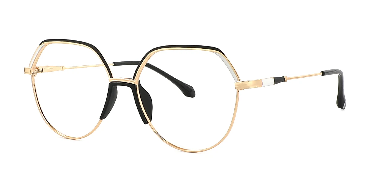 Black Geometric Simple Classic Business Spring Hinges Eyeglasses | WhereLight