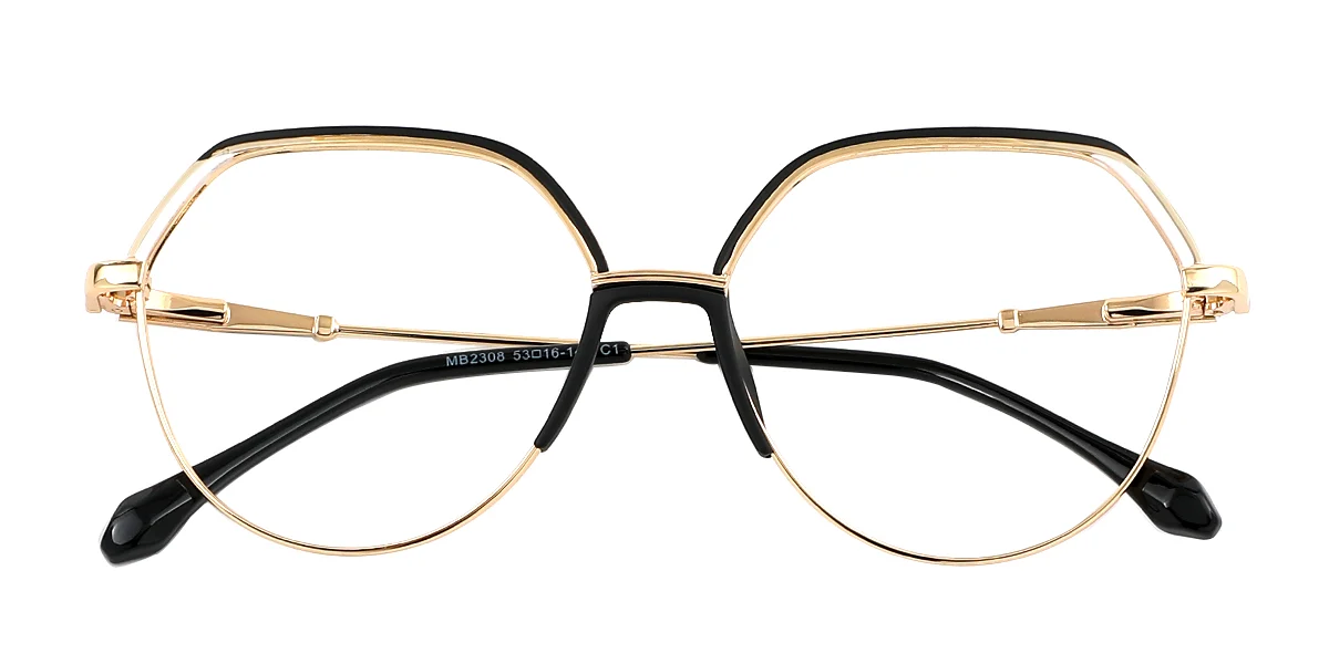 Black Geometric Simple Classic Business Spring Hinges Eyeglasses | WhereLight