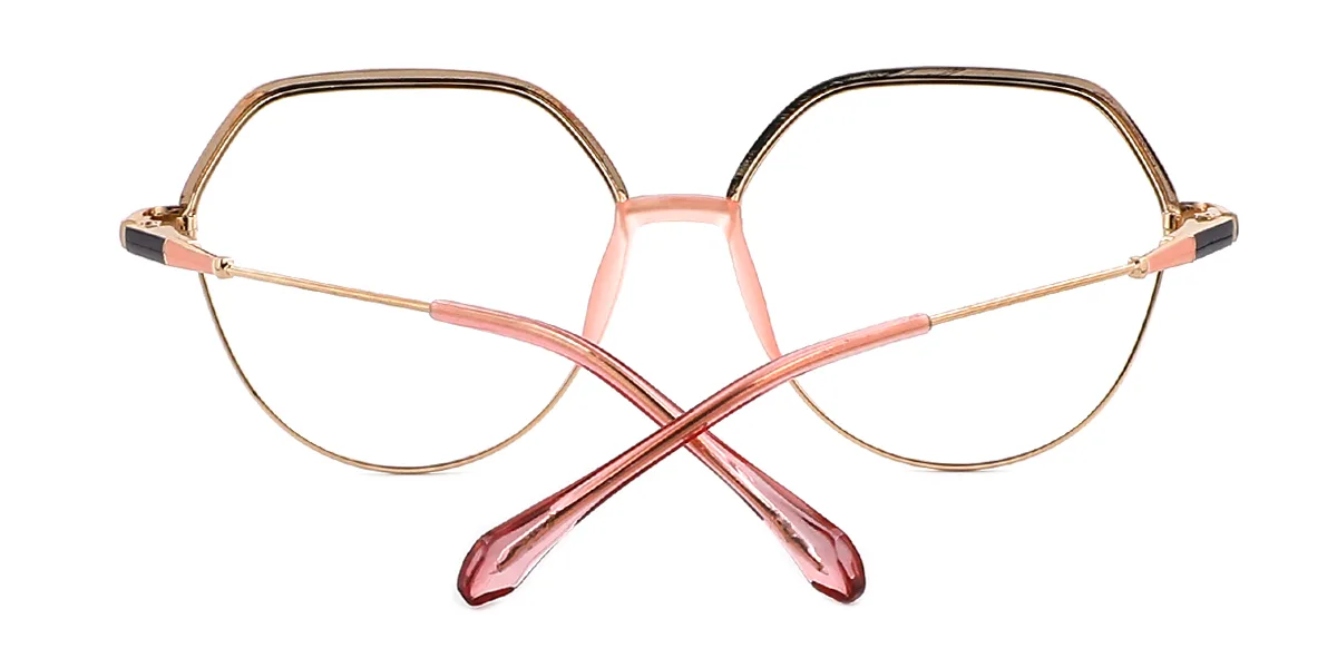Pink Geometric Simple Classic Business Spring Hinges Eyeglasses | WhereLight