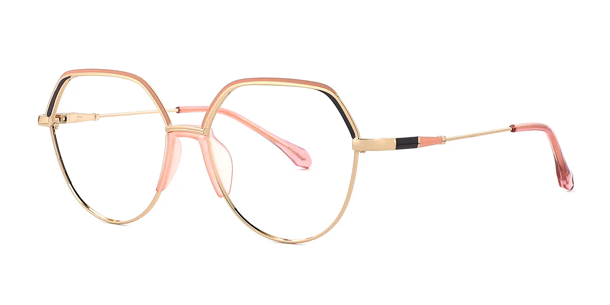 Pink Geometric Simple Classic Business Spring Hinges Eyeglasses | WhereLight