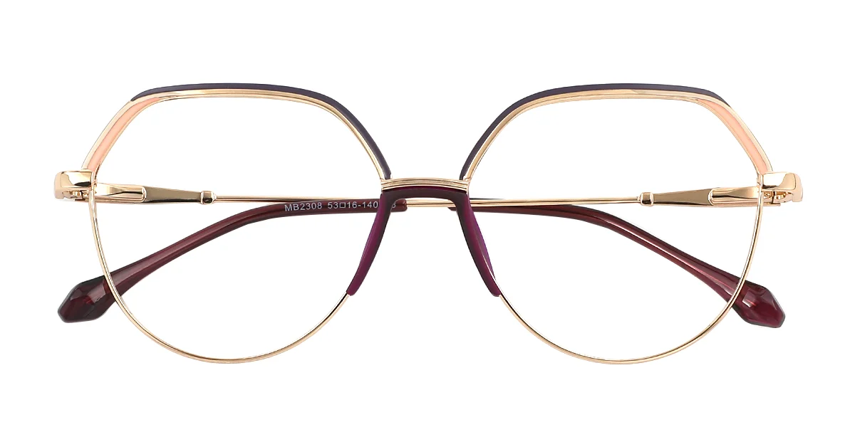 Purple Geometric Simple Classic Business Spring Hinges Eyeglasses | WhereLight