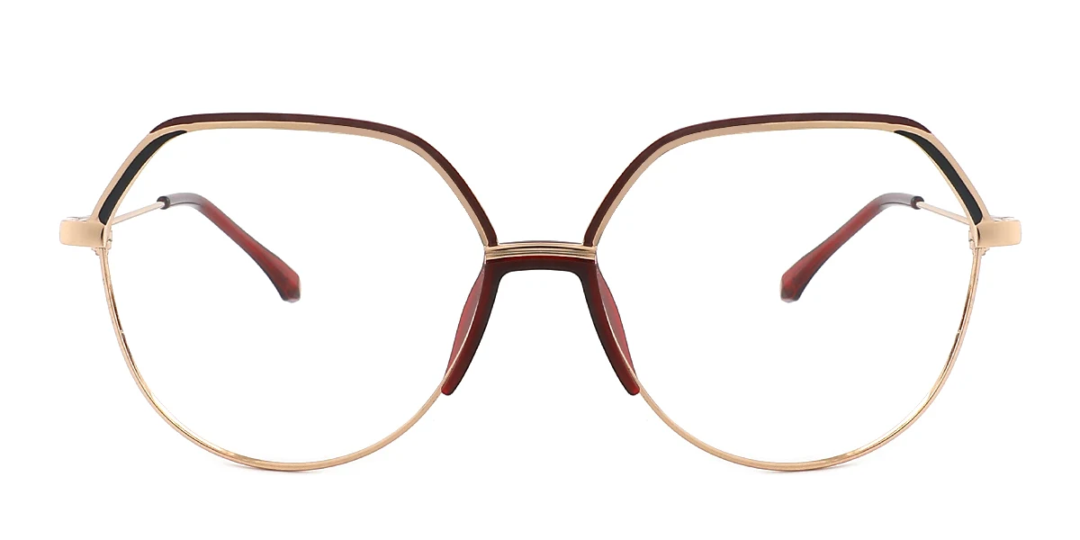 Red Geometric Simple Classic Business Spring Hinges Eyeglasses | WhereLight