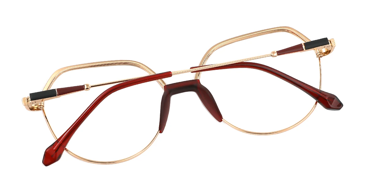 Red Geometric Simple Classic Business Spring Hinges Eyeglasses | WhereLight