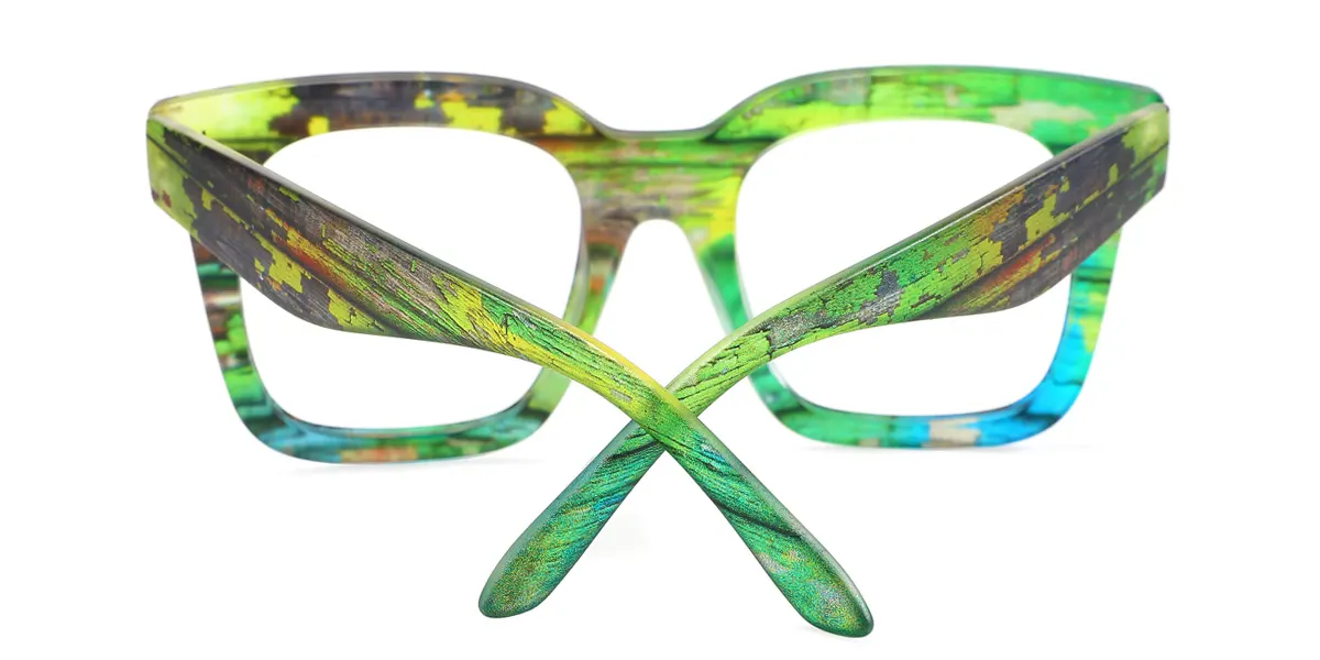 Green Rectangle Unique  Eyeglasses | WhereLight