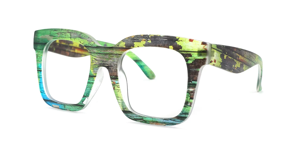 Green Rectangle Unique  Eyeglasses | WhereLight