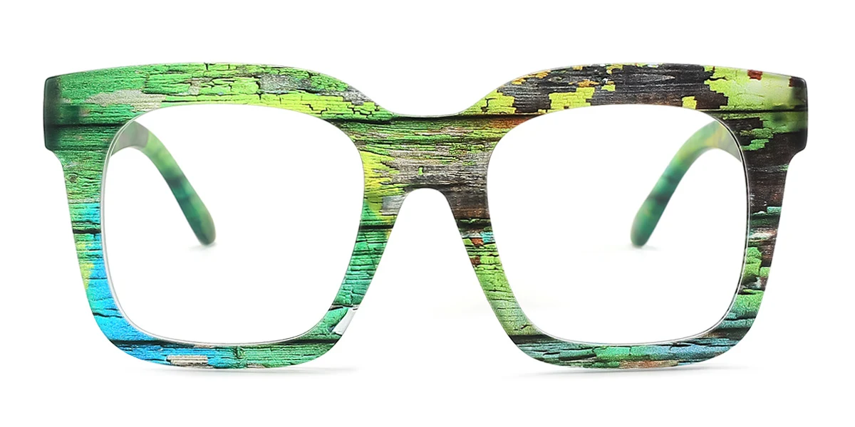 Green Rectangle Unique  Eyeglasses | WhereLight