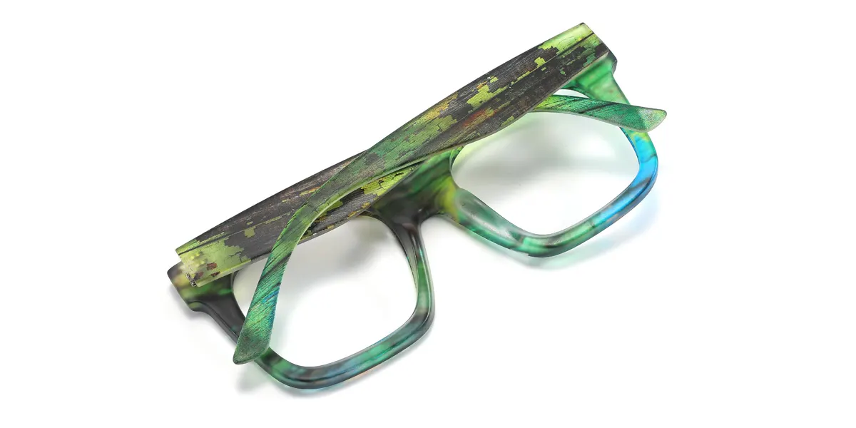 Green Rectangle Unique  Eyeglasses | WhereLight