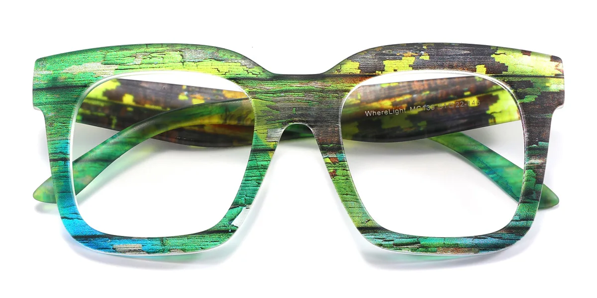 Green Rectangle Unique  Eyeglasses | WhereLight