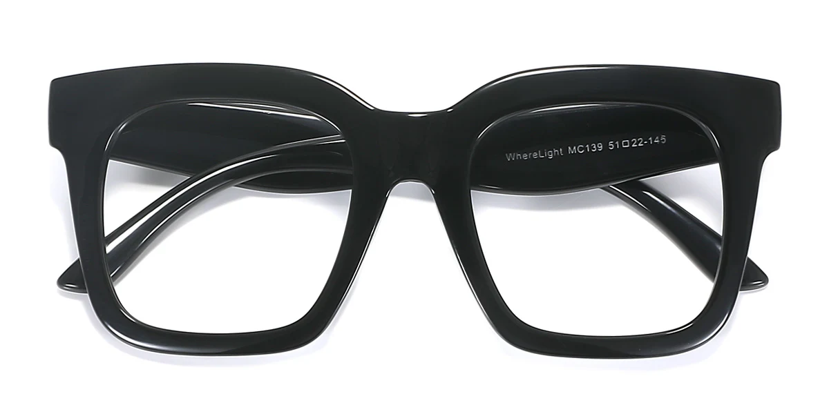 Black Rectangle Unique Custom Engraving Eyeglasses | WhereLight