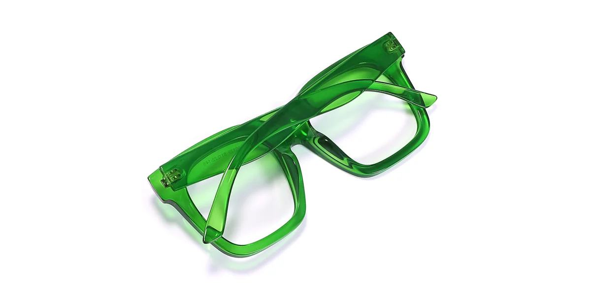 Green Rectangle Unique Custom Engraving Eyeglasses | WhereLight