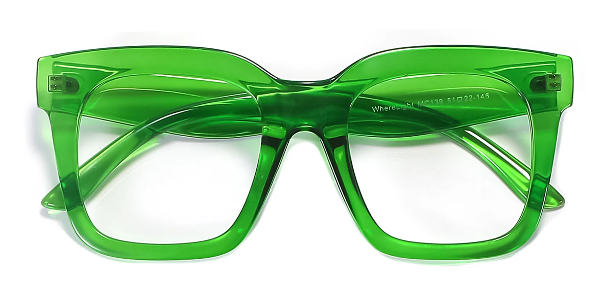 Green Rectangle Unique Custom Engraving Eyeglasses | WhereLight