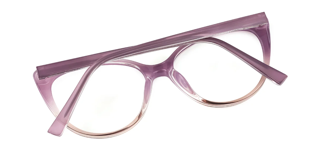 Purple Cateye Oval Simple Retro Unique Spring Hinges Custom Engraving Eyeglasses | WhereLight