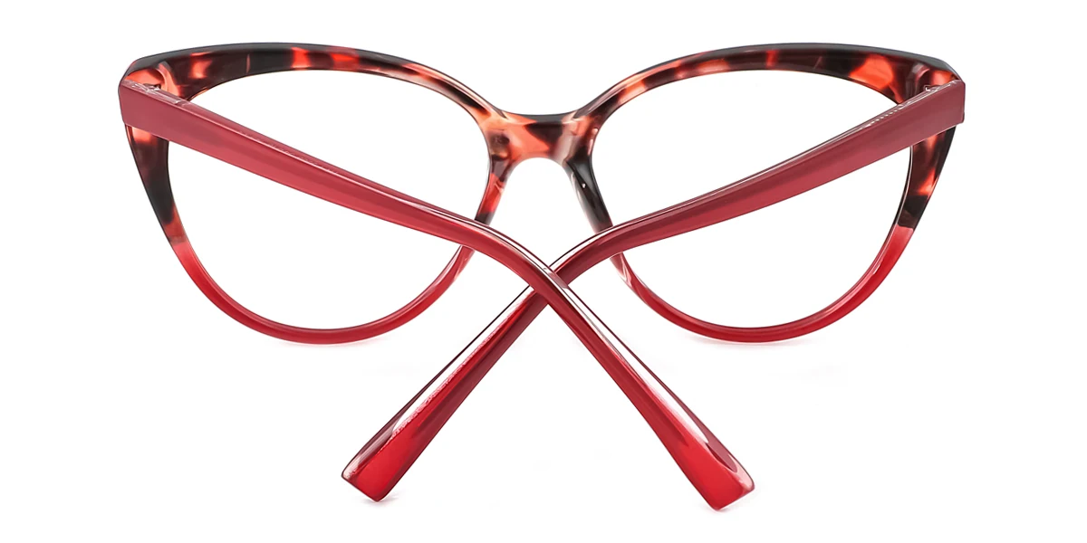 Red Cateye Oval Simple Retro Unique Spring Hinges Custom Engraving Eyeglasses | WhereLight