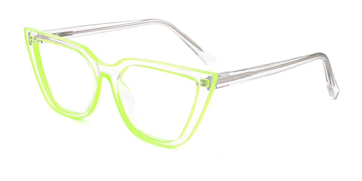 Green Cateye Irregular Retro Unique Gorgeous Spring Hinges Custom Engraving Eyeglasses | WhereLight
