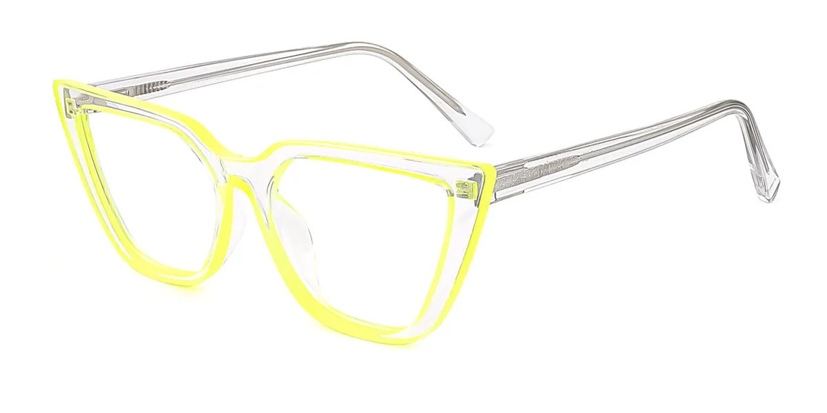Yellow Cateye Irregular Retro Unique Gorgeous Spring Hinges Custom Engraving Eyeglasses | WhereLight