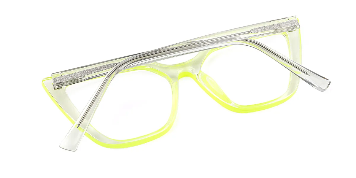 Yellow Cateye Irregular Retro Unique Gorgeous Spring Hinges Custom Engraving Eyeglasses | WhereLight